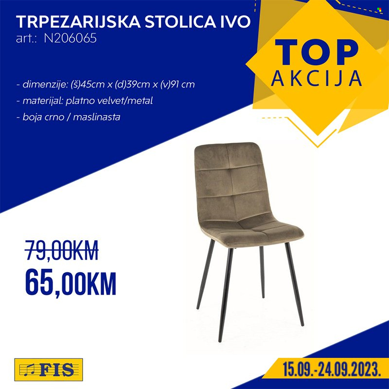 FIS katalog - 15.09.2023. - 24.09.2023. - Sniženi proizvodi - stolica, trpezarijska stolica. Stranica 4.