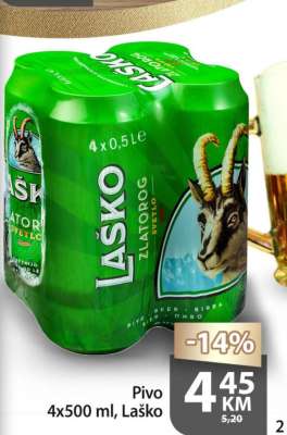 Pivo 4x500 ml, Laško