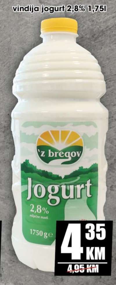 vindija jogurt 2,8% 1,75l