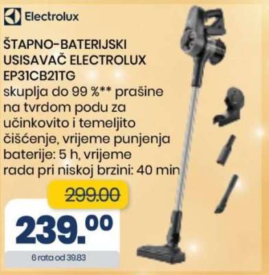 ŠTAPNO-BATERIJSKI USISAVAČ ELECTROLUX EP31CB21TG