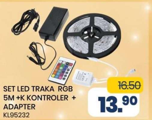 SET LED TRAKA RGB 5M +K KONTROLER + ADAPTER