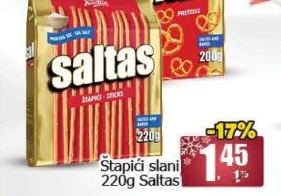 Štapići slani 220g Saltas