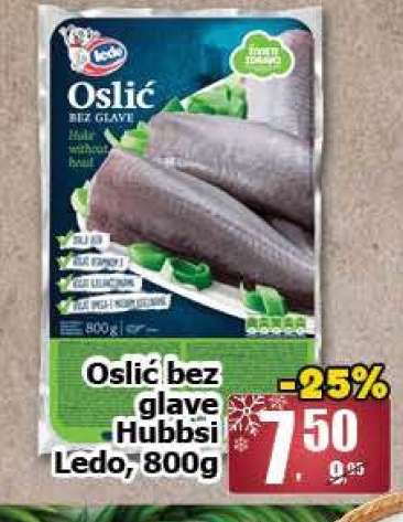 Oslić bez glave Hubbsii Ledo, 800g