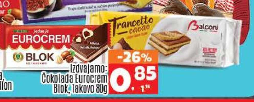 Čokolada Eurocrem Blok, Takovo 80g