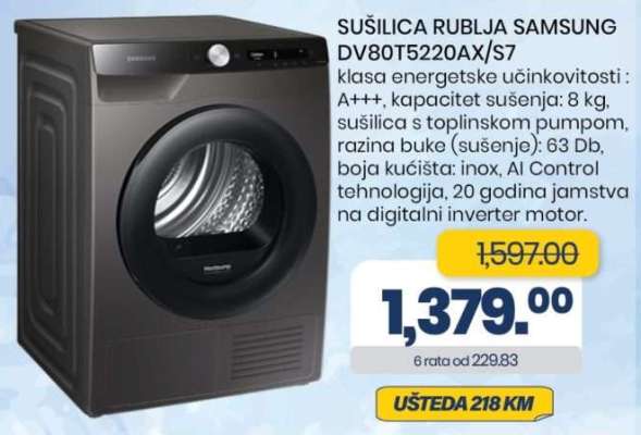 SUŠILICA RUBLJA SAMSUNG DV80T5220AX/S7