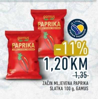 Začin mljevena paprika slatka 100 g, Gamus