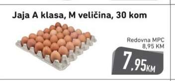 Jaja A klasa, M veličina, 30 kom