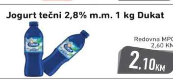 Jogurt tečni 2,8% m.m. 1 kg Dukat