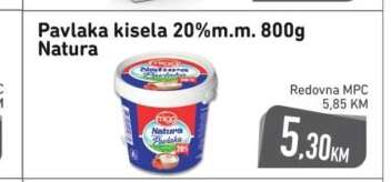 Pavlaka kisela 20%m.m. 800g Natura