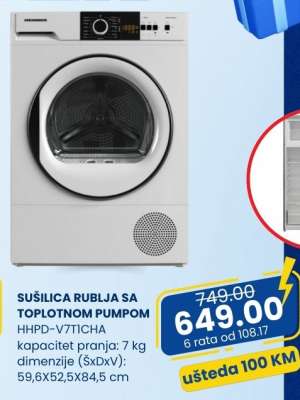 SUŠILICA RUBLJA SA TOPLOTNOM PUMPOM HHPD-V71TCHA