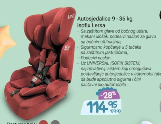 Autosjedalica 9 - 36 kg isofix Lersa