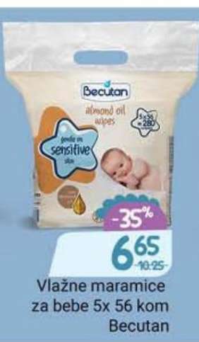 Vlažne maramice za bebe 5x56 kom Becutan