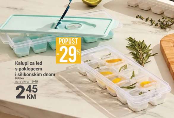 Kalupi za led s poklopcem i silikonskim dnom
