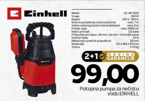 Potopna pumpa za nečistu vodu EINHELL
