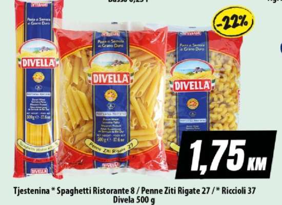 Tjestenina * Spaghetti Ristorante 8 / Penne Ziti Rigate 27 / * Riccioli 37