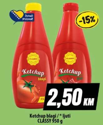 Ketchup blagi / ljuti CLASSY 950 g
