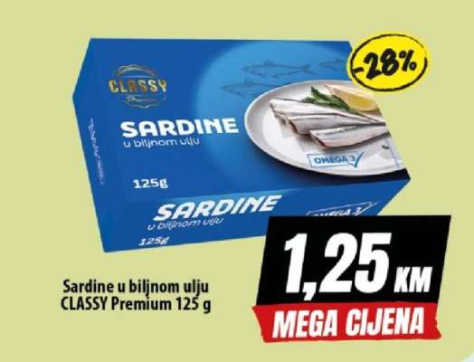 Sardine u biljnom ulju CLASSY Premium 125 g