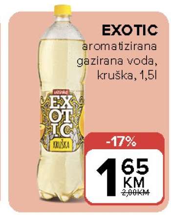 EXOTIC aromatizirana gazirana voda, kruška, 1,5l