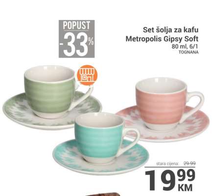 Set šolja za kafu Metropolis Gipsy Soft