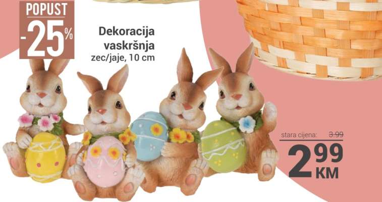 Dekoracija vaskršnja zec/jaje, 10 cm