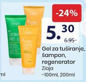 Gel za tuširanje, šampon, regenerator Ziaja