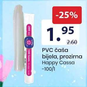 PVC čaša bijela, prozirna Happy Cassa -100/1