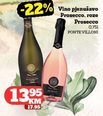 Vino pjenušavo Prosecco, roze Prosecco