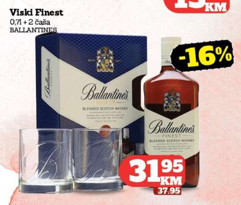 Ballantine's Finest 0,71 + 2 sklenice
