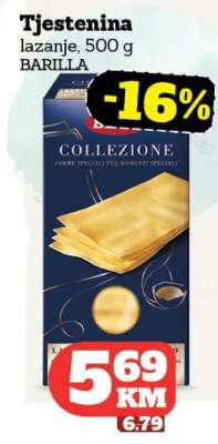 Tjestenina lazanje, 500 g BARILLA