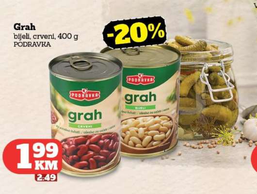 Grah bijeli, crveni, 400 g PODRAVKA