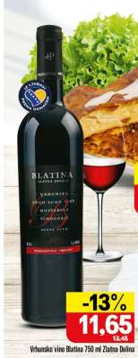 Vrhunsko vino Blatina 750 ml Zlatna Dolina