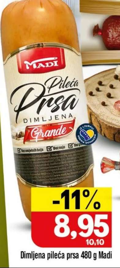 Dimljena pileća prsa 480 g Madi