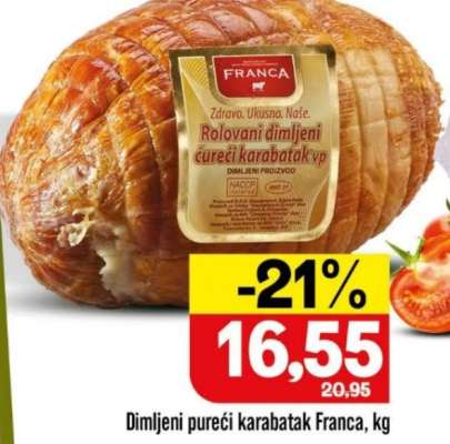 Dimljeni pureći karabatak Franca, kg