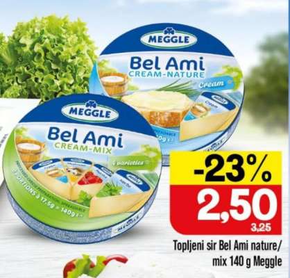 Topljeni sir Bel Ami nature/mix 140 g Meggle