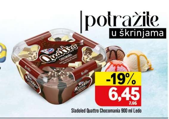 Sladoled Quattro Chocomania 900 ml Ledo