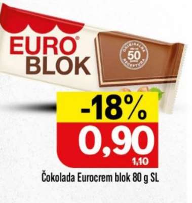 Čokolada Eurocrem blok 80 g SL