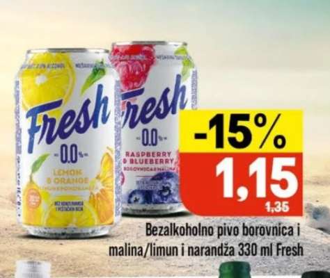Bezakoholno pivo borovnica i malina/limun i narandža 330 ml Fresh