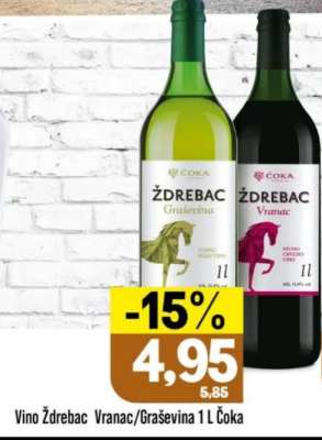 Vino Ždrebac Vranac/Graševina 1 L Čoka