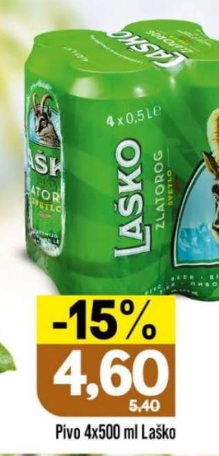 Pivo 4x500 ml, Laško
