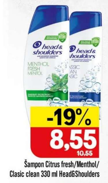 Šampon Citrus fresh/Menthol/Clasic clean 330 ml Head&Shoulders