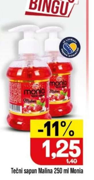 Tečni sapun Malina 250 ml Monia