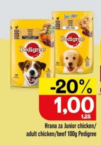 Hrana za Junior chicken/adult chicken/beef 100g Pedigree