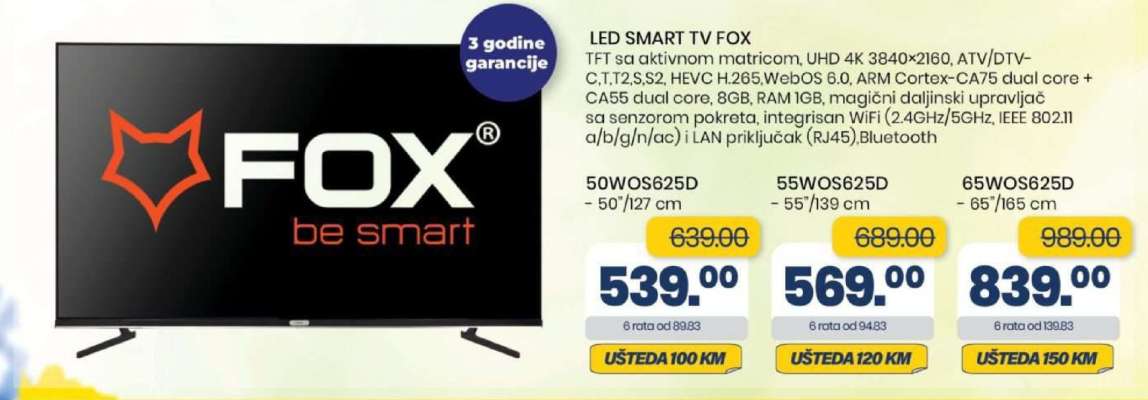 LED SMART TV FOX 50WOS625D
