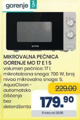 MIKROVALNA PEĆNICA GORENJE MO 17 E 1 S