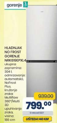 HLADNJAK NO FROST GORENJE NRK619EPXL4