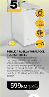 PERILICA RUBLJA WHIRLPOOL TDLR 55130S EU