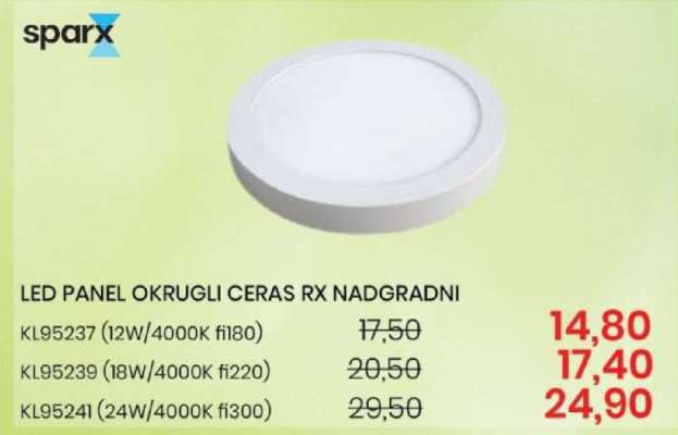 LED PANEL OKRUGLI CERAS RX NADGRADNI KL95237 (12W/4000K fi180)
