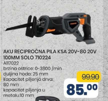 AKU RECIPROČNA PILA KSA 20V-80 20V 100MM SOLO 710224