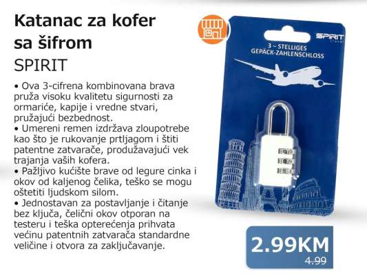 Katanac za kofer sa šifrom SPIRIT