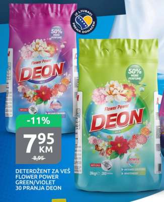 DETERDŽENT ZA VEŠ FLOWER POWER GREEN/VIOLET 30 PRANJA DEON